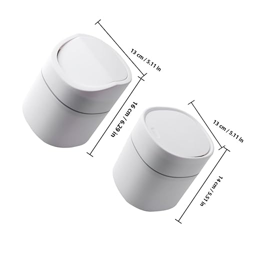 NUOBESTY 2pcs Mini Desk Trash Can with Lid Wear-Resistant Plastic Desktop Wastebasket for Kitchen Office Bedroom Compact Tabletop Garbage Bin for Home Organization