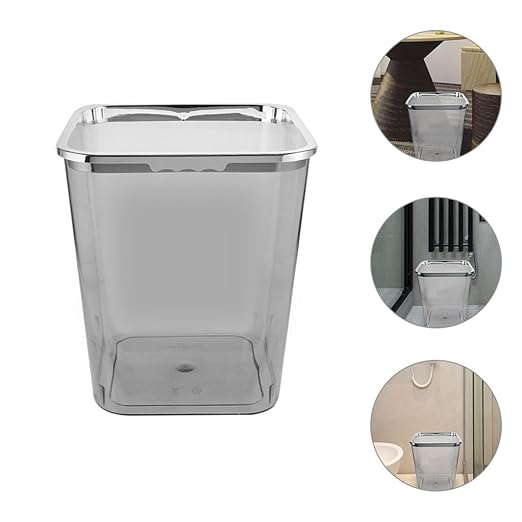 Large Capacity Trash Can 12L with Electroplated Pressed Ring Plastic Wastebasket for Bathroom Kitchen Office Home Use