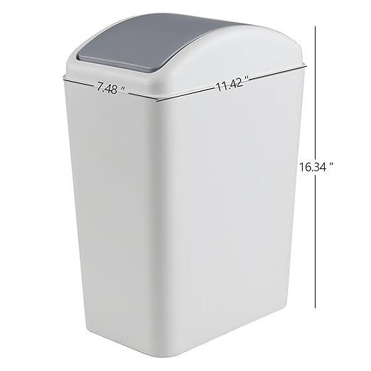 3-Pack 4.5 Gallon Plastic Trash Can with Swing Lid Swing-Top Waste Can Grey