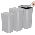 N. NETDOT Bathroom Trash Can with Lid 3 Pack Set 2 Packs 4 Gal Slim Kitchen Trash Can and 1 Pack 2.6Gal Garbage Can Small Trash Bin/Waste Basket for Bedroom (Grey Pack of 3)