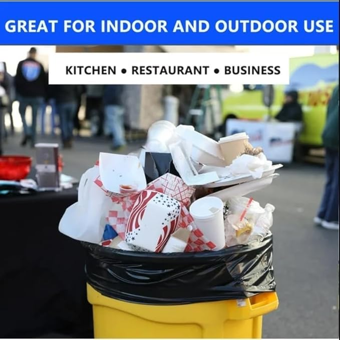 55 Gallon Trash Bag 66 Count Garbage Trash Bags 2.0 Mil Heavy Duty 40 x 47 Large Black Plastic Trash Can Liners Huge for Construction Industrial Yard Outdoor Commercial