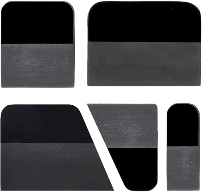 PPF Squeegee Kit 5 in 1 Anti-Scratch Soft TPU Scraper for VinylSmall Tint Squeegee Water Blade Scraper for Paint Protection FilmVinyl Wrap Window Tint Tools (Black)