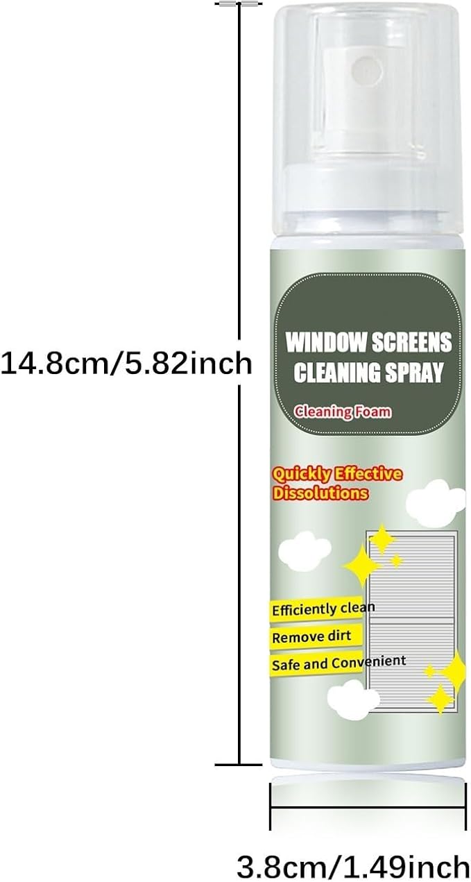 Powerful Window Screen Cleaning Foam Spray - Quick-Dissolve Dust Remove Grease &amp Odors Leaves Windows Sparkling(3PCS)