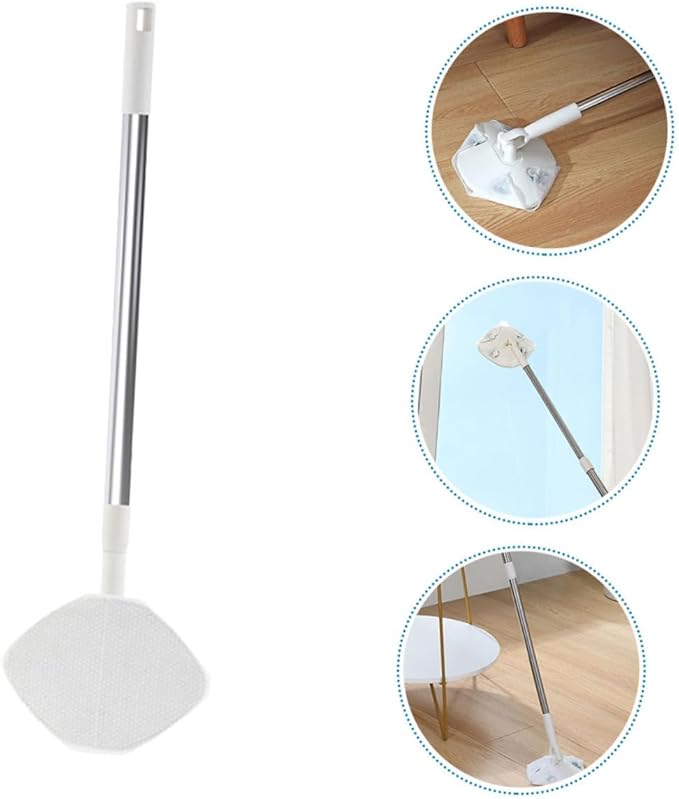 Rotating Dust Mop with Handle 1pcs Washable Electrostatic Triangular Floor Sweeper for Home Cleaning Dry Dust Removal for Hardwood and Tile Floors