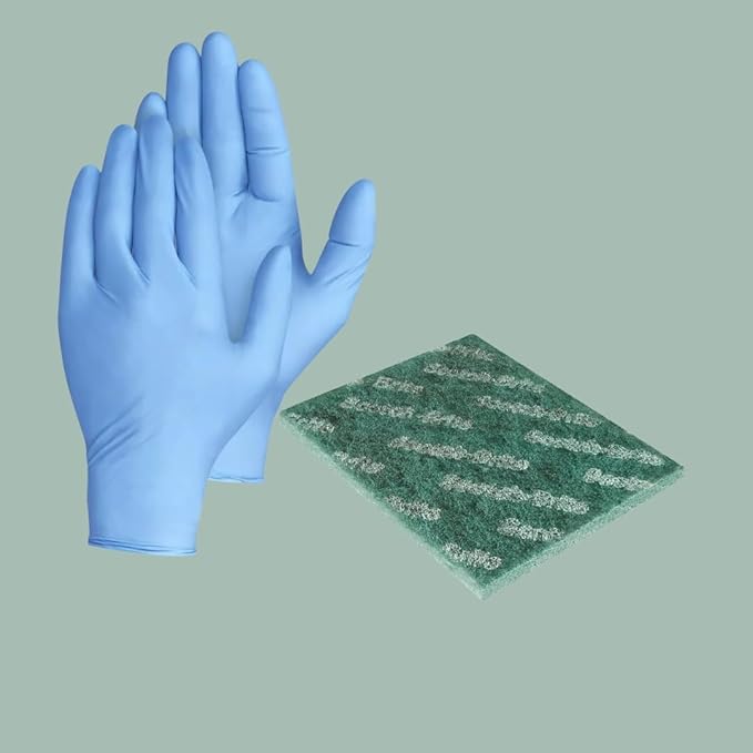 4-Packed Cømet 21 oz. All Purpose Abrasive Powder Cleanser with Bleach Lemon + 1 Pair Industrial Nitrile Gloves (Powder-Free 4 Mil Medium) + 3M General Purpose Scouring Pads