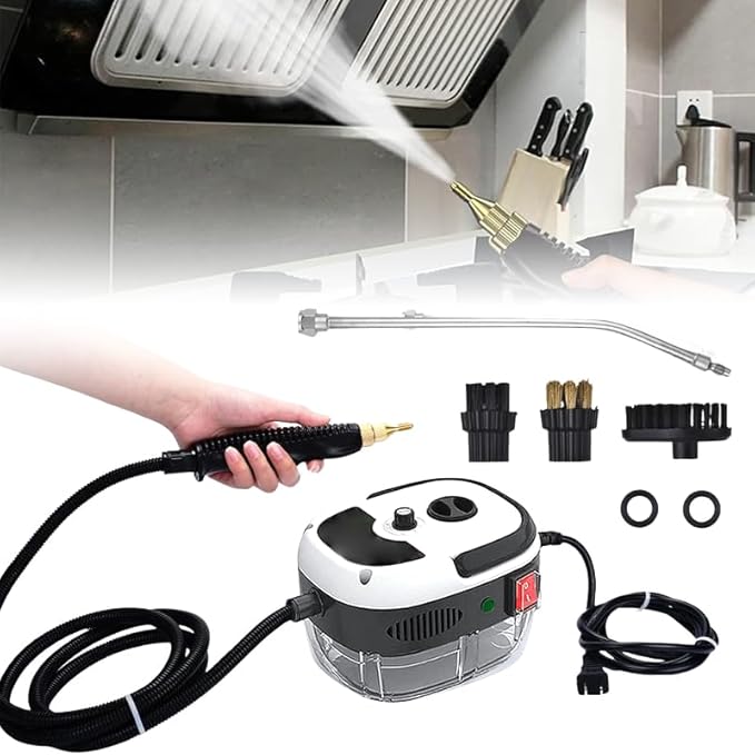 2025 Upgraded Handheld Steam Cleaner2025 Upgraded Portable Steamer for Cleaning 2500W High Pressure 229°F/105°C Includes Nozzle&amp3 Brushes-Home Dirt Tile Car Kitchen (Single Control-White)