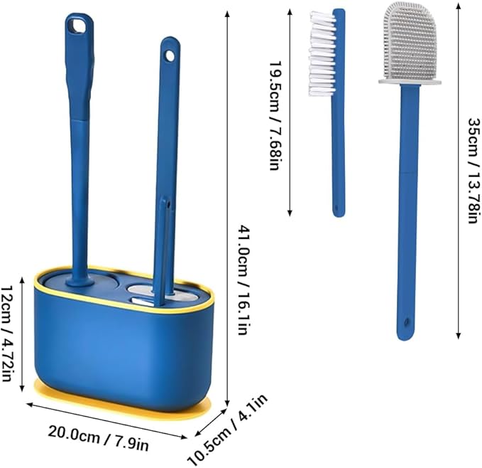 Toilet Brush Set Bathroom Accessories Toilet Bowl Cleaners Deep Cleansing Multifunctional Hanging Toilet Brush Set for Bathroom(Bule)