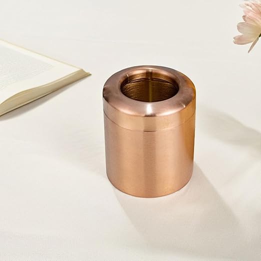 Veemoon Mini Stainless Steel Desktop Trash Can Bronze Countertop Wastebasket for Office Desk and Coffee Table Indoor Rubbish Bin Uncovered Compact Design