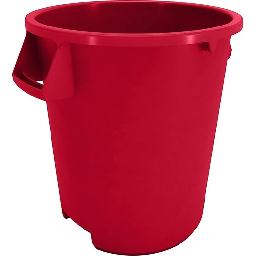 SPARTA Bronco Waste Container Trash Container Round Trash Bin for Disposal 10 Gallons Red (Pack of 6)
