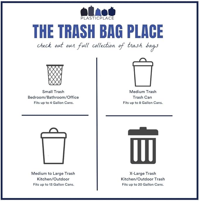 Plasticplace 40-45 Gallon Trash Bags │16 Microns │ Clear Heavy Duty Garbage Can Liners │ 40 x 48 (250 Count)