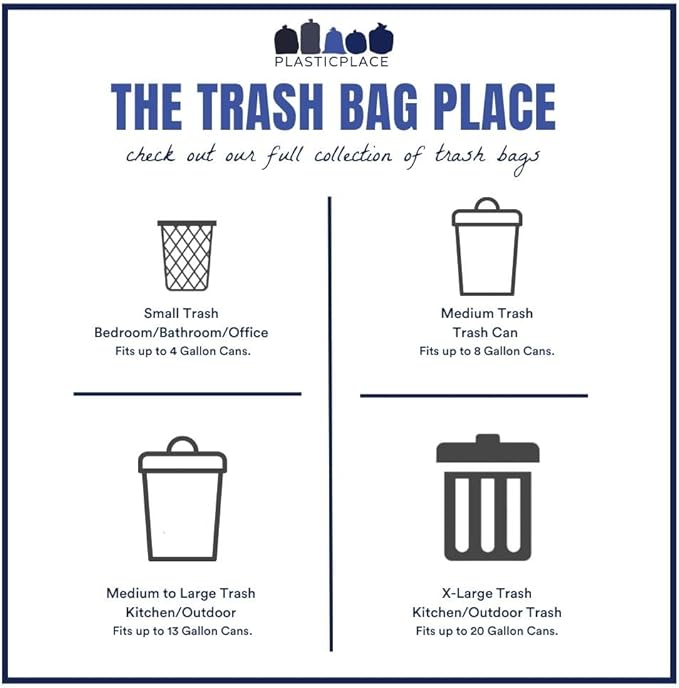 Plasticplace 12-16 Gallon Trash Bags │ 1.0 Mil │ Clear Tall Garbage Can Liners │ 24 x 31 (250 Case)