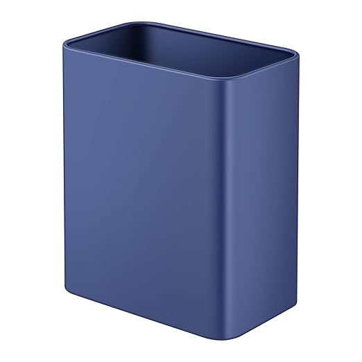 TIPGO Small Metal Trash Can 2.1 Gallon Slim Trash Can for Bathroom Wastebasket Garbage Bin for Bedroom Office Kitchen Under Sink (Blue)