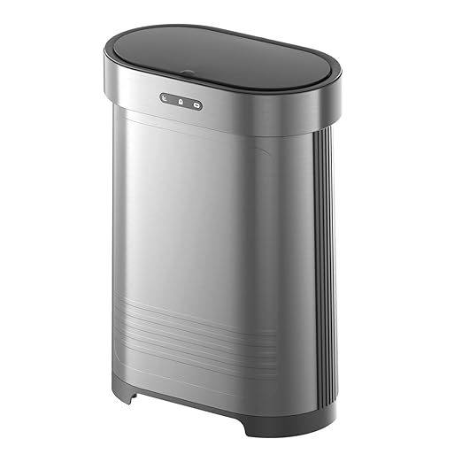 ELPHECO Stainless Steel Kitchen Trash Can 13 Gallon Motion Sensor Garbage Can Automatic Touch Free Detachable Waste Bin for Bedroom Home Office