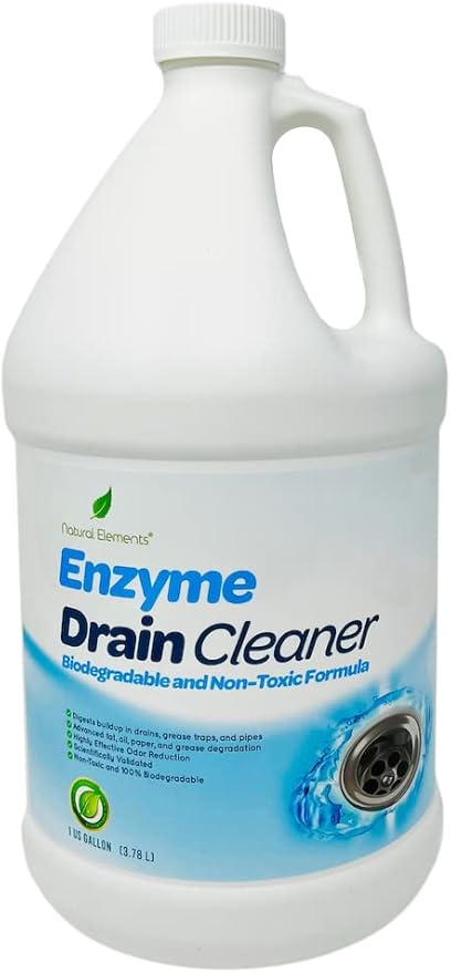 Natural Elements Enzyme Drain Cleaner | Digest Grease Fats and Paper Buildup in Drains Septic Tanks Grease Traps Pipes (1 Gallon)