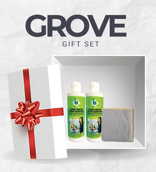Bio-Clean 10 oz Hard Water Stain Remover 2x Bundle with Microfiber Cleaning Cloth – Removes Water Spots Soap Scum Mineral Deposits &amp More from Glass Metal and Surfaces – Gift Set (3 Items)