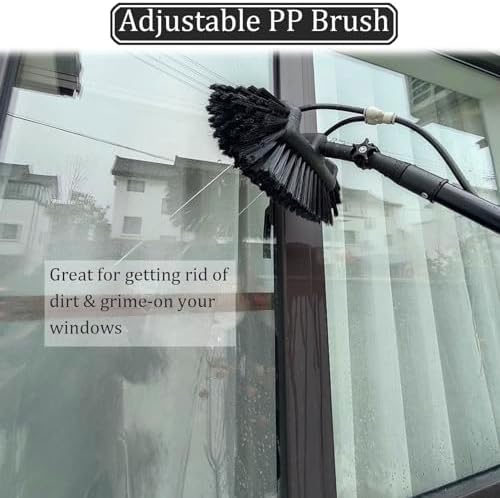 Glass Cleaning Brush Home Water Fed Telescopic Pole Kit Solar Panel Brush Rotating for Photovoltaic PanelSolar Panel Cleaning Brush - 5m Water Fed Telescopic Tool with 30cm Head for Efficie