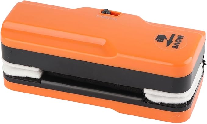 Magnetic Window Cleaner Double-Sided Glass Wiper for School and Car Includes 2 Soft Rags and Secure -Drop Design Easy to Use and Store (Orange)