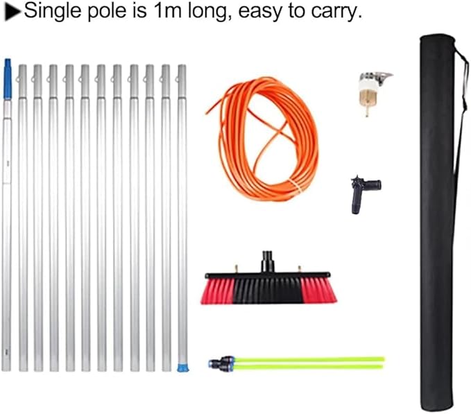 Glass Cleaning Brush Home Water Fed Telescopic Pole Kit Solar Panel Brush Rotating for Photovoltaic PanelWindow Cleaner Kit 5-12m Window Cleaning Pole Water/Hose Fed Pole Window Cleaning