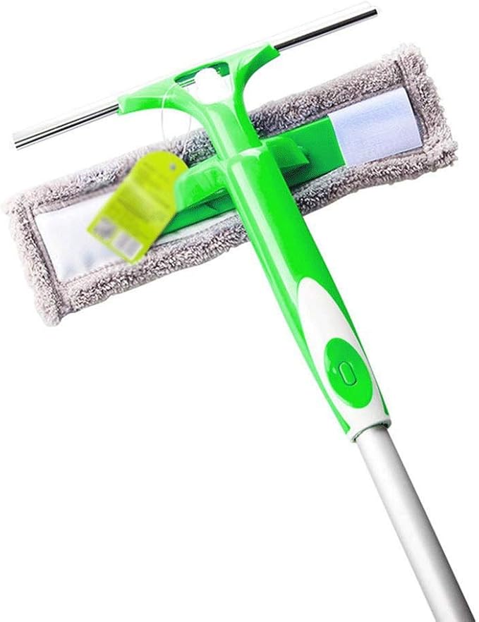 Glass Wiper- Sided Window Cleaning Silicone Squeegee Shower Screen Wash Washer Wipe Microfibre Pad Squeege