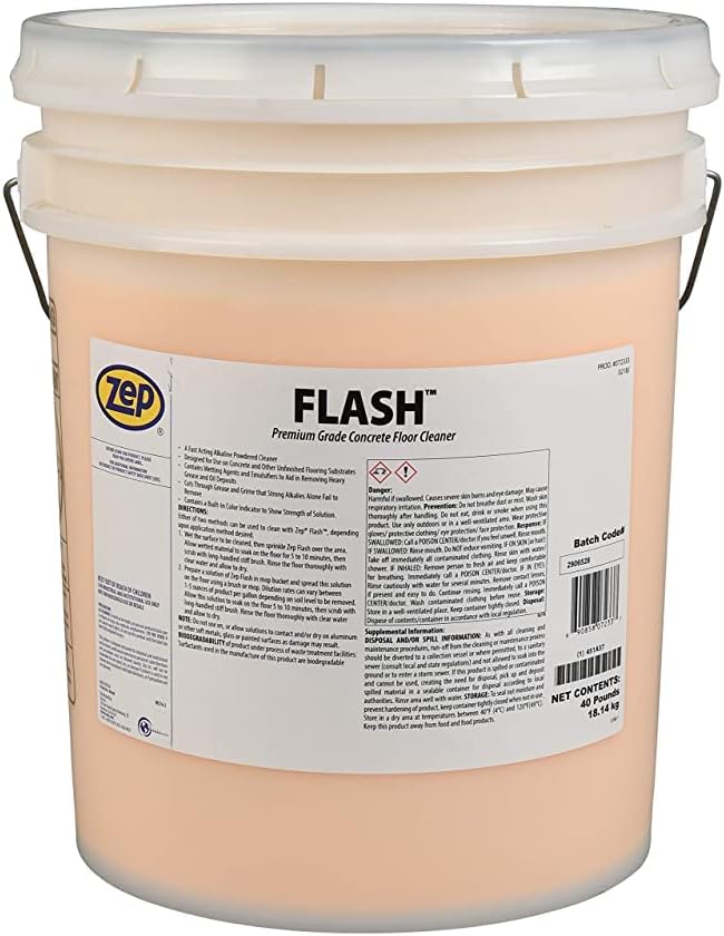Zep Flash Powdered Concrete Floor Cleaner - 40lb (Case of 1) 72333 - Removes Dirt Grease and Grime (Business Customers Only)