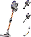 Cordless Vacuum Cleaner 10Kpa Super Suction Led Stick Vacuum with with 2.2 Ah Battery 2 Suction Modes 40 Mins Runtime Handheld Folding Vacuum for Hard Floor Carpet US Plug