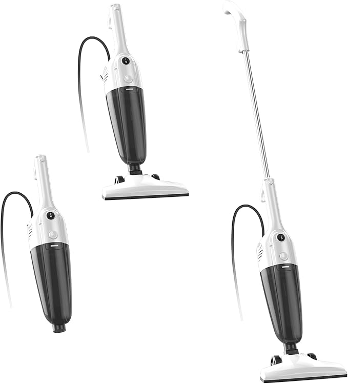 Stick Vacuum Cleaner Corded 2-in-1 Lightweight Vacuum with Powerful Suction Washable HEPA Filter Handheld &amp Upright for Pet Hair Carpet Hardwood Floor &amp Home Cleaning – White MC607C