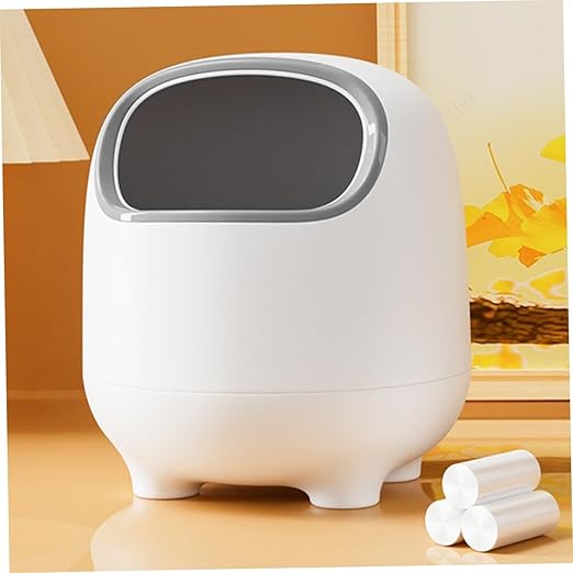 Creative Cartoon Desktop Trash Can Wastebasket Lid for Office Kitchen and Bedroom Cute and Lightweight Garbage Bin for Tabletop Use