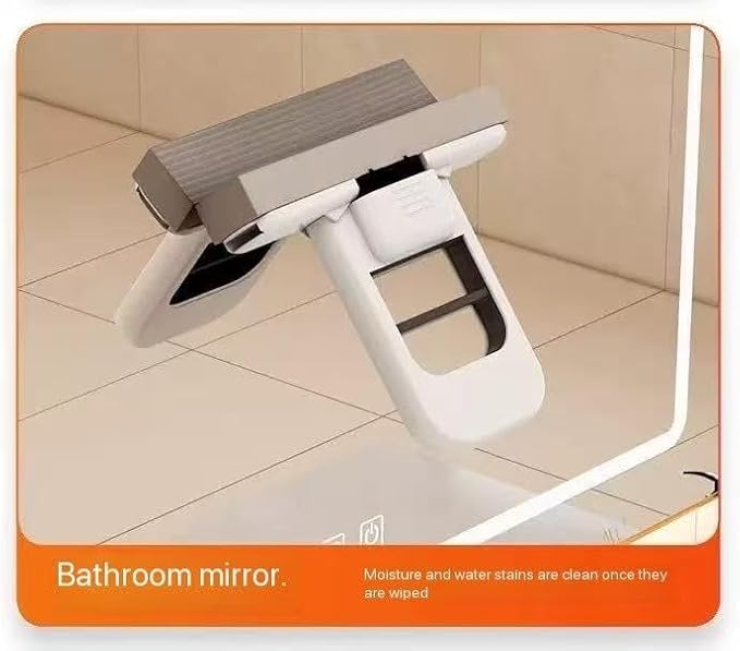 Foldable Push-Pull Cleaning Mop White and Orange Dual-Use Floor Cleaner with Wall Mount One-Handed Operation Space-Saving Design