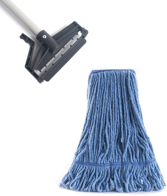 Matthew Easy Trigger Release Mop Handle 60 inch Metal Mop StickCommercial Mop Head Replacement Holder for Floor CleaningClip On Mop Handle Quick Change for Wet Mop Handle - 12Pack Gray
