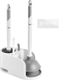 Toilet Brush and Plunger Set 4 in 1 Toilet Brush and Holder with Crevice Cleaning Brush and Clip Deep Cleaning Wall Mounted Home Bathroom Cleaning Tool Combo （Gray 1）