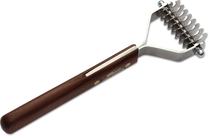 Mars Coat King Dematting Undercoat Grooming Rake Stripper Tool for Dogs and Cats Stainless Steel with Wooden Handle for Thick Coats 8-Blade Stripper for Groomers Pet Owners
