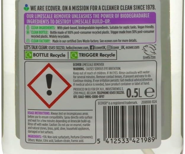 Ecover (2 Pack) Limescale Remover | 500ml | 2 PACK BUNDLE