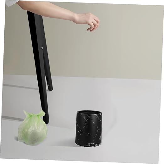 1piece Double Layer Marble Texture Garbage Can Plastic Waste Basket for Bathroom Kitchen Office Practical and Easy to Clean Trash Container for Living Spaces