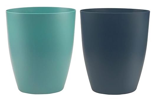 2 Gallon Small Trash CanOval Small Trash Bin Wastebasket for Bathroom Bedroom Kitchen Countertop Under Sink (2 Pack Blue+Green)