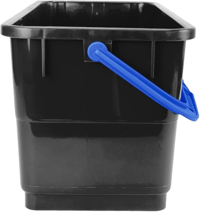 Pulex 6 Gallon Durable Lightweight Mop Bucket with Squeegee Carrying Clips and Ergonomic Handle for Floor and Window Cleaning - Black and Blue