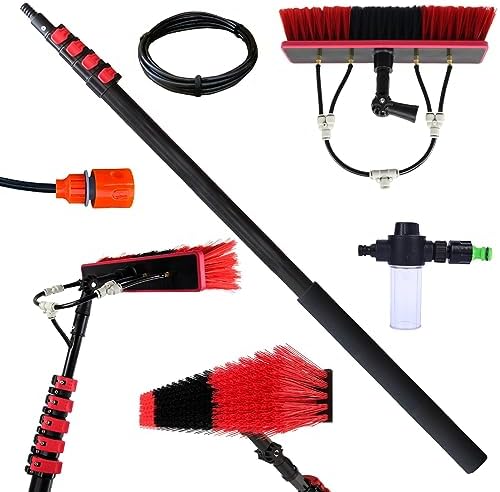 Glass Cleaning Brush Household Water Supply Telescopic Pole Kit Solar Panel Rotating Brush Solar Photovoltaic Panels3.6-6 m Washing Kit Water-fed BrushTelescopic Window Cleaning