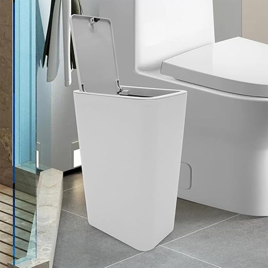 PRETYZOOM Slim Garbage Can with Lid Compact Waste Basket for Bathroom Kitchen Bedroom and Office Material for Everyday Use for Narrow Spaces and Multiple Occasions