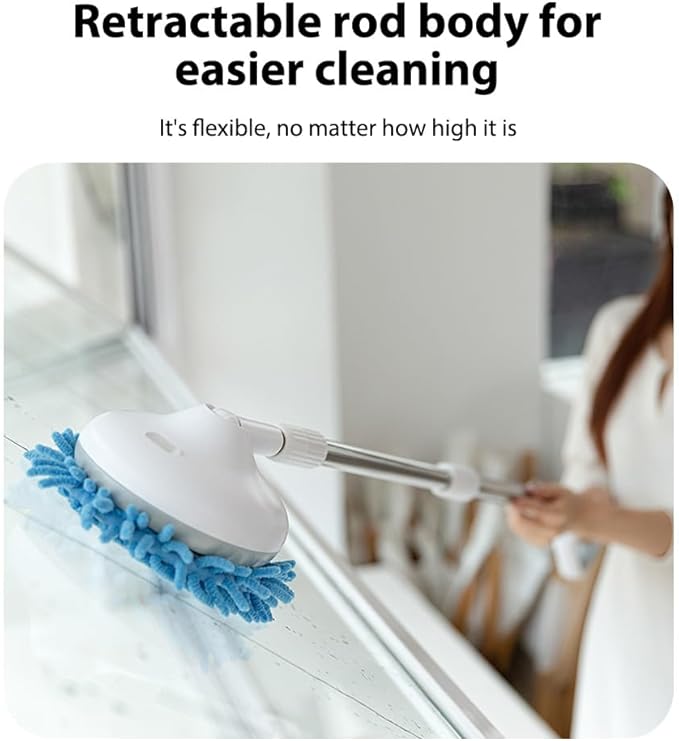 Electric Spin Scrubber Mop Cleaner Rechargeable Cordless with Adjustable Handle and Replaceable Brush Heads White - IPX7 Waterproof Long Battery Life Multi - Surface Cleaning