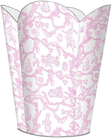 Marye-Kelley WB1759-Pink Bunny Toile Wastepaper Basket