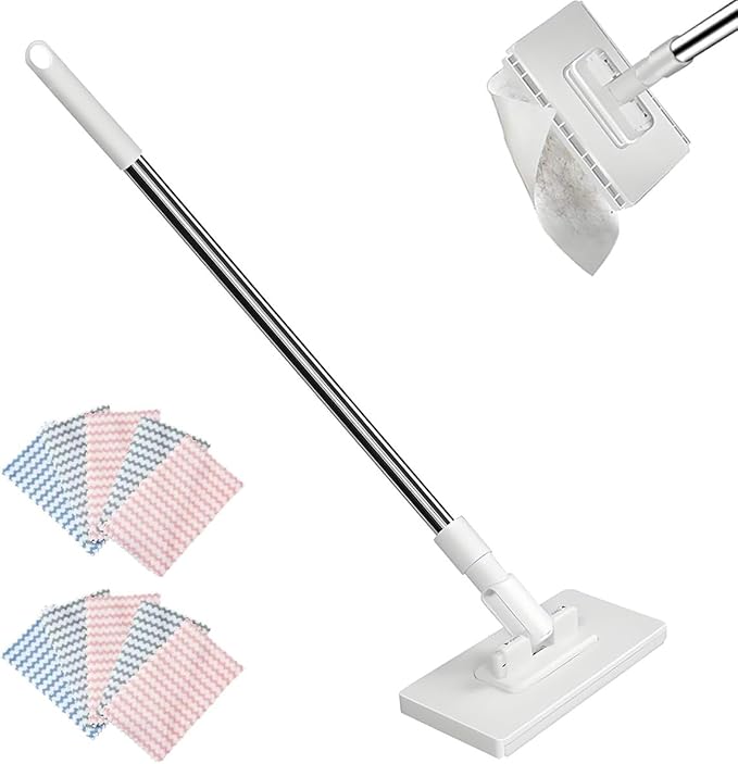 Snap Grip Mini Mop Zero Touch Hands Free Mini Clip Mops Lazy Mops with One-Click Cloth Change Automatic Hands Free Push Pull Handle for Multi-Surface Cleaning(1xmop+10xcloth)