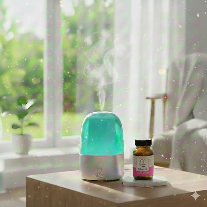 G’s Breeze Smart Diffuser with Refill – Bluetooth &amp Wi-Fi App Control Gradient LED Lighting Adjustable Scent Intensity Low Noise 24 Hour Aromatherapy Diffuser for Home &amp Office - Floral D