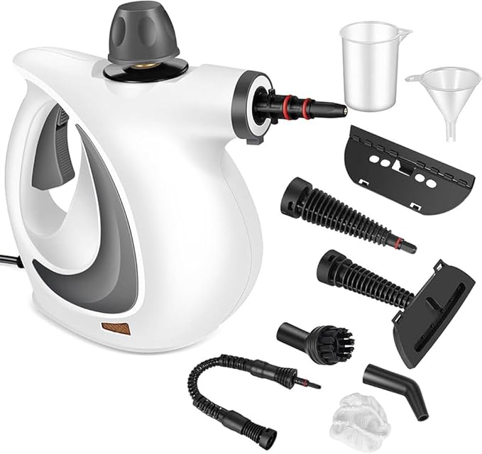 1500W High Pressure Handheld Steam Cleaner Multi Surface Steam Disinfection Cleaner with 9 Accessories for Kitchen Bathroom Tile Grout Furniture Home.