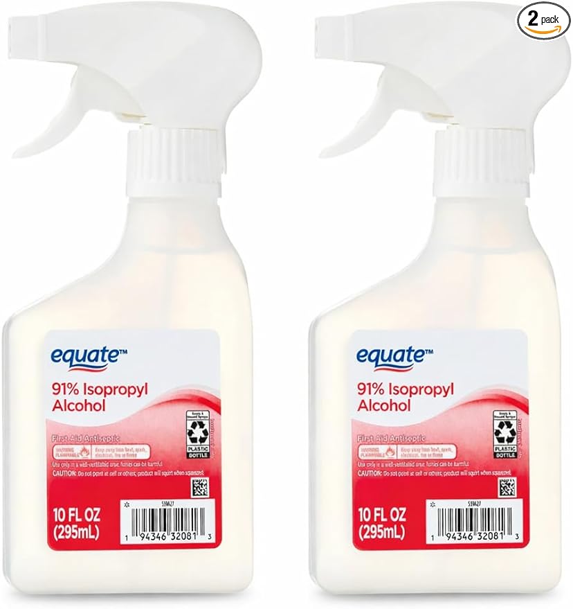 Equate 91% Isopropyl Alcohol Antiseptic &amp Cleaning Solution Spray 10 Fl Oz 2 Pack