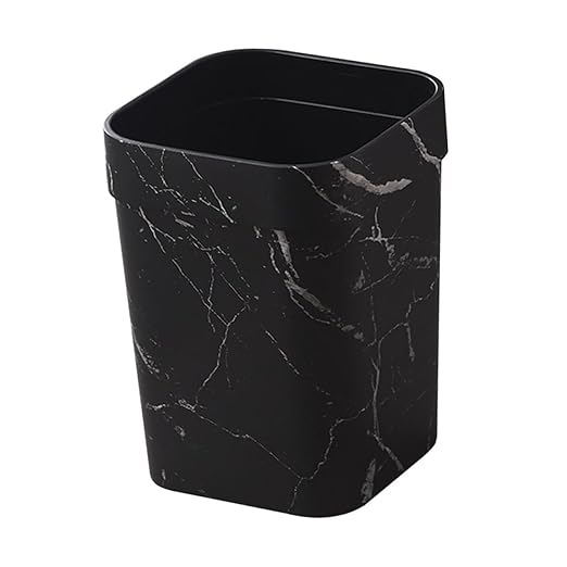 Happyyami Marble Trash Can Decorative Garbage Container for Home Office Bathroom Stylish Non Slip Waste Basket Compact Versatile Design for Kitchen Living Bedroom