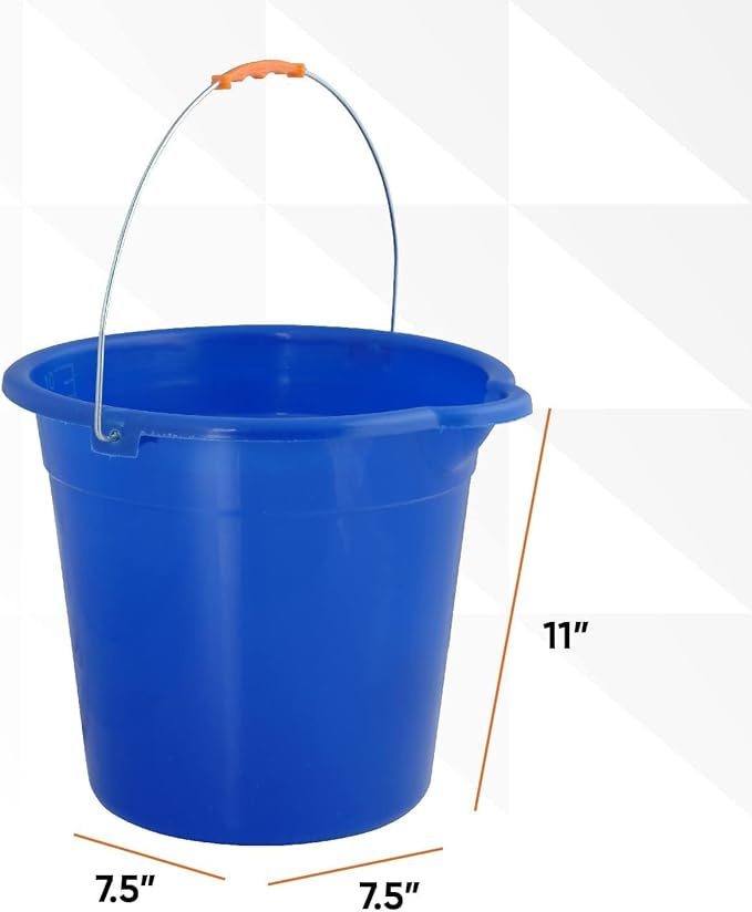 Mop Bucket 2.5 Gallon Bucket for Cleaning - Plastic Car Wash Bucket with Grip Handle - Royal Blue Small Durable Plastic Pail for Fishing Mopping Cleaning Camping -10 Liter