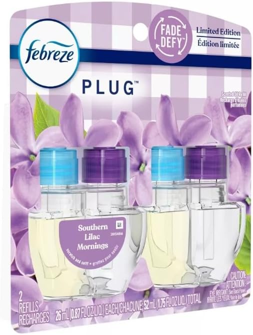Generic Febreze Odor-Fighting Fade Defy Plug Air Freshener (2) of 0.87 fl oz Refills-NEW EXOTIC EDITION (Southern Lilac Mornings)