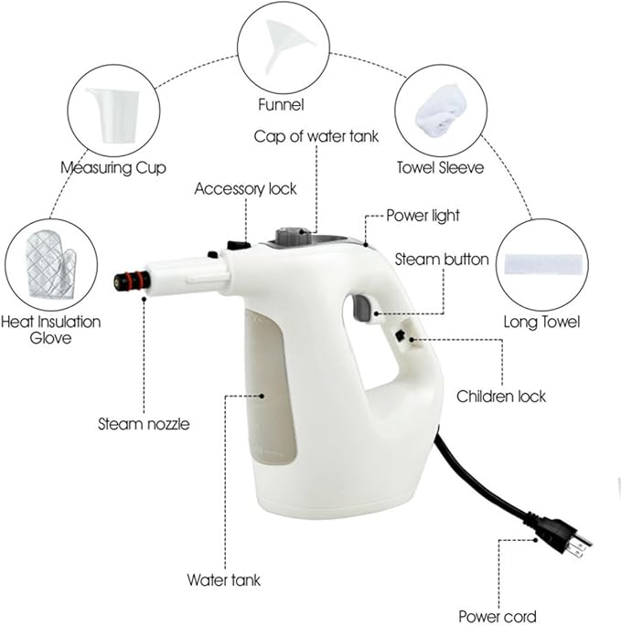 Handheld Steam Cleaner for Home Use - 1400W Rapid-Heat System 257°F High-Temp Steam 2 Bar Pressure Chemical-Free Deep Cleaning