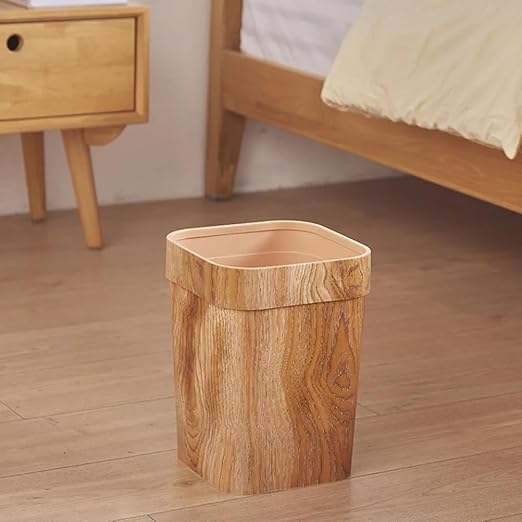 LUOZZY Wood Grain Trash Can Wastebasket Garbage Container Waste Bin for Bathrooms Powder Rooms Kitchen Home Offices - 12L