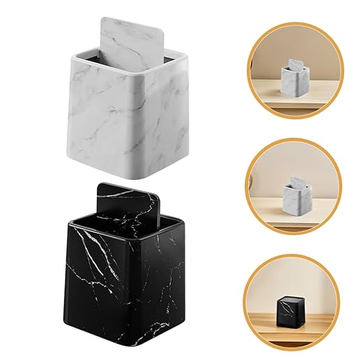 Cabilock 2pcs Small Decorative Marble Pattern Trash Can with Swing Lid Compact Garbage Bin for Bathroom Bedroom Kitchen and Office Stylish Wastebasket Elegant and Design