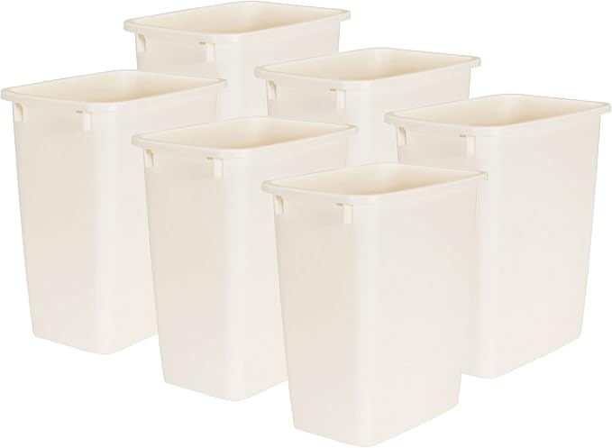 Rubbermaid FG280500BISQU 21 Qt Bisque Wastebaskets (6-Pack)